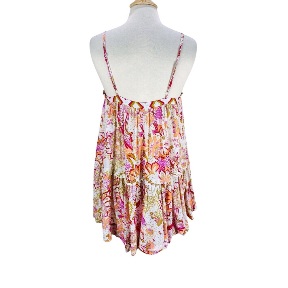 Intimately Free People Get A Clue Mini Dress Size M Strappy Floral Flounced - Picture 4 of 16
